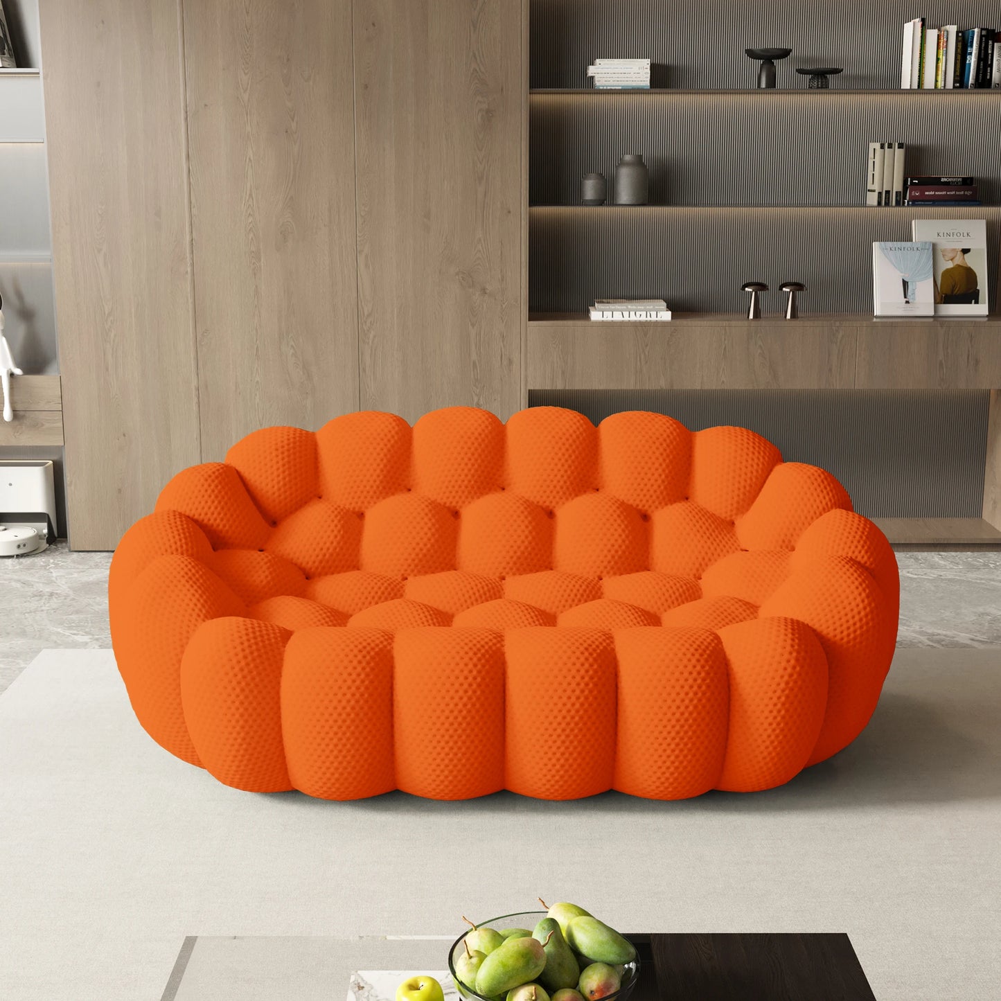 Sdorens Modern Curved Sofa 3D Knitted Fabric Loveseat Living Room