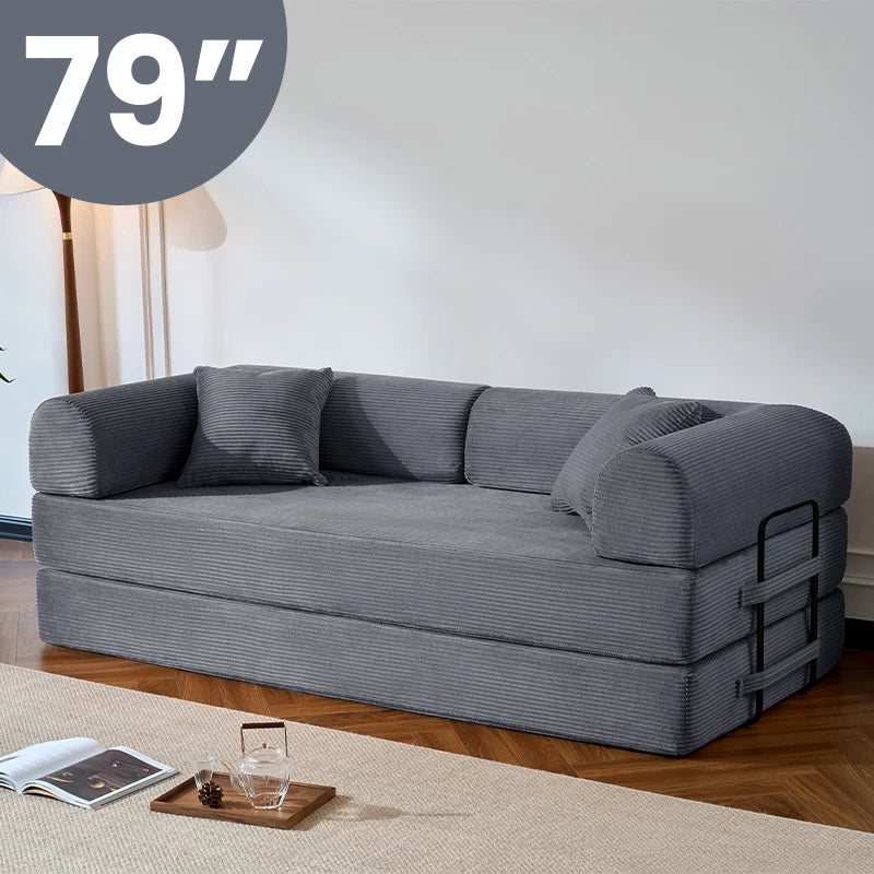 Modern Corduroy Folding Convertible Sofa Bed Sleeper