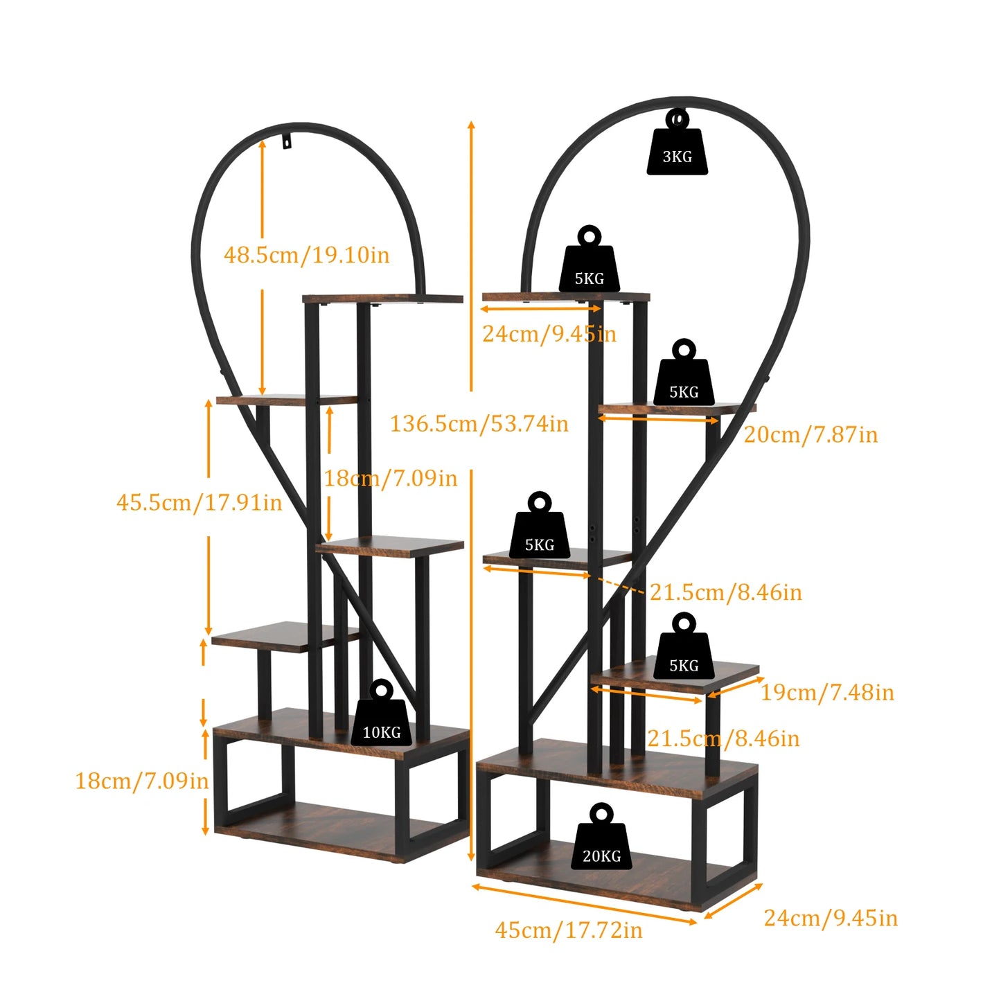 Wisfor Metal 6-Tier Ladder Plant Stand for Home Garden Decor