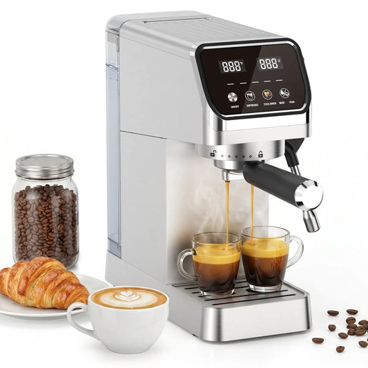 20 Bar Espresso Maker with Milk Frother and Touchscreen 1400W Fast Heat Coffee Machine for Latte Cappuccino Compact Stainless Steel for Home Office Easy to Use