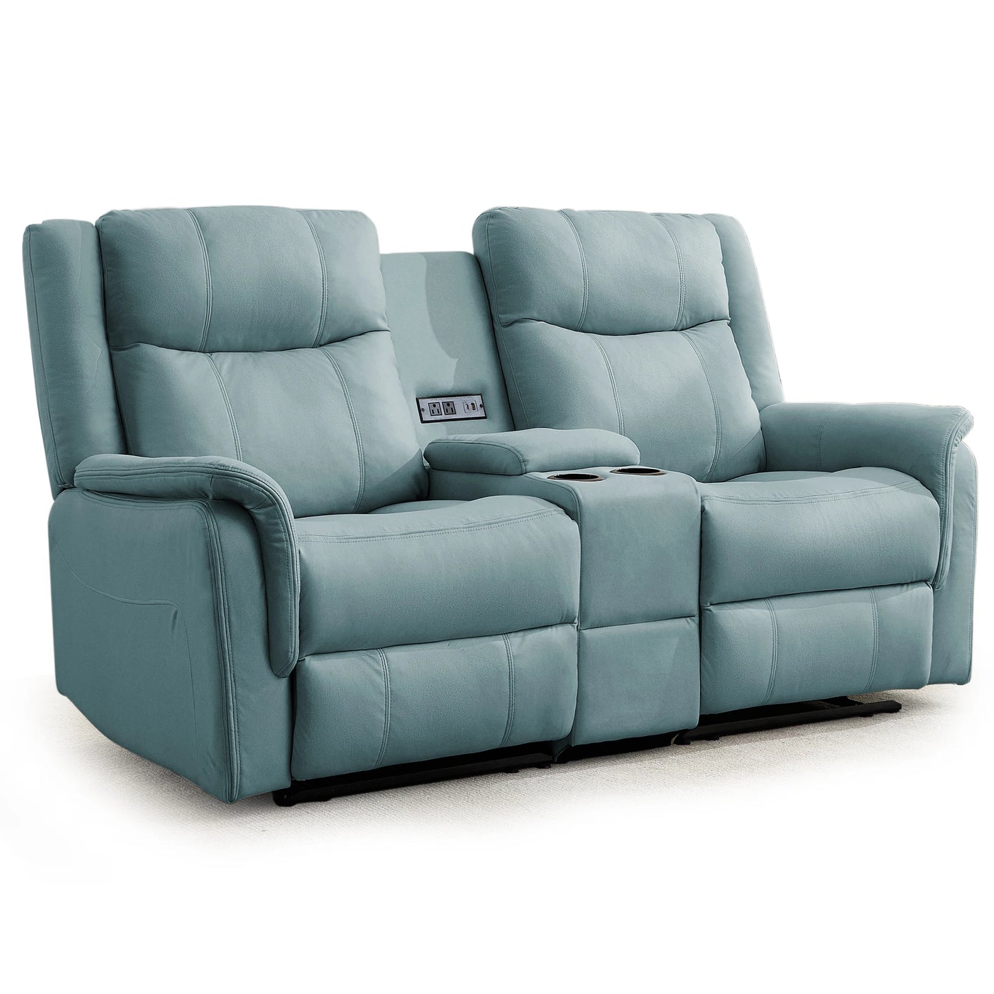 KORSER Two-Seater Loveseat Recliner With USB Ports And Cup Holders