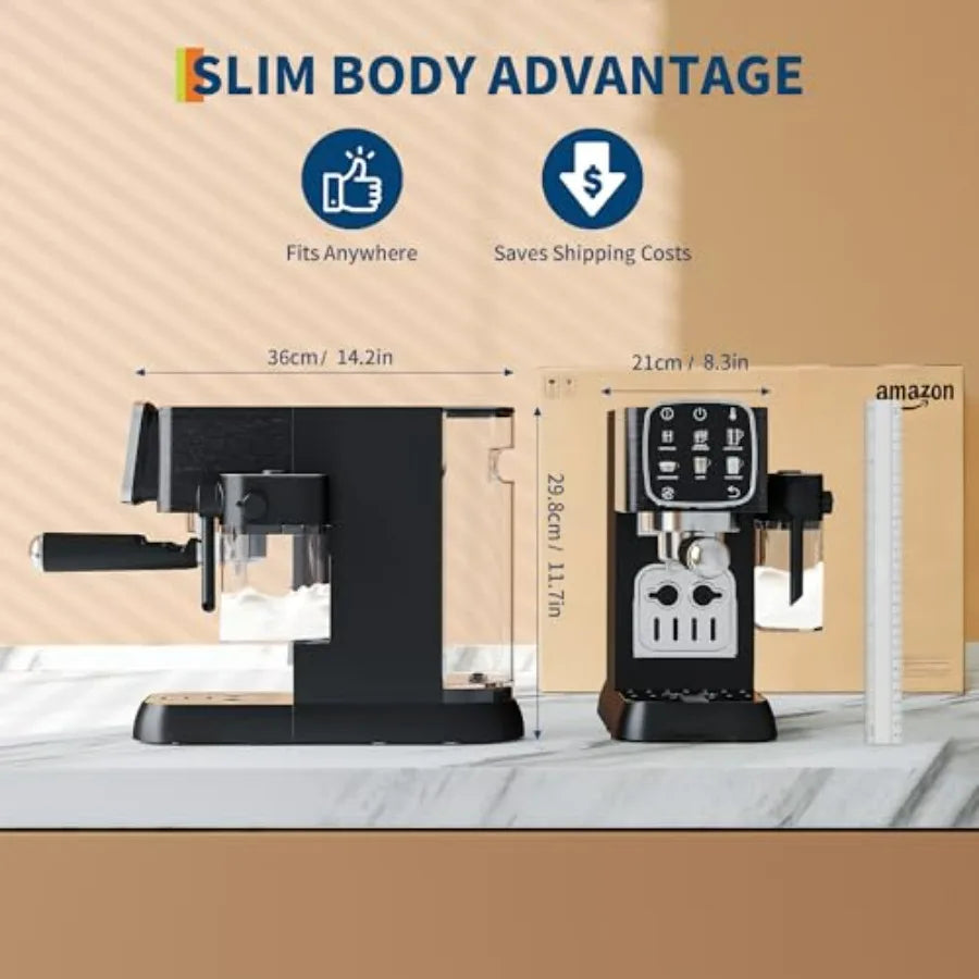 Compact 20 Bar Professional Espresso Machine with Milk Frother and Touchscreen Adjustable Temperature Espresso Coffee Machine F