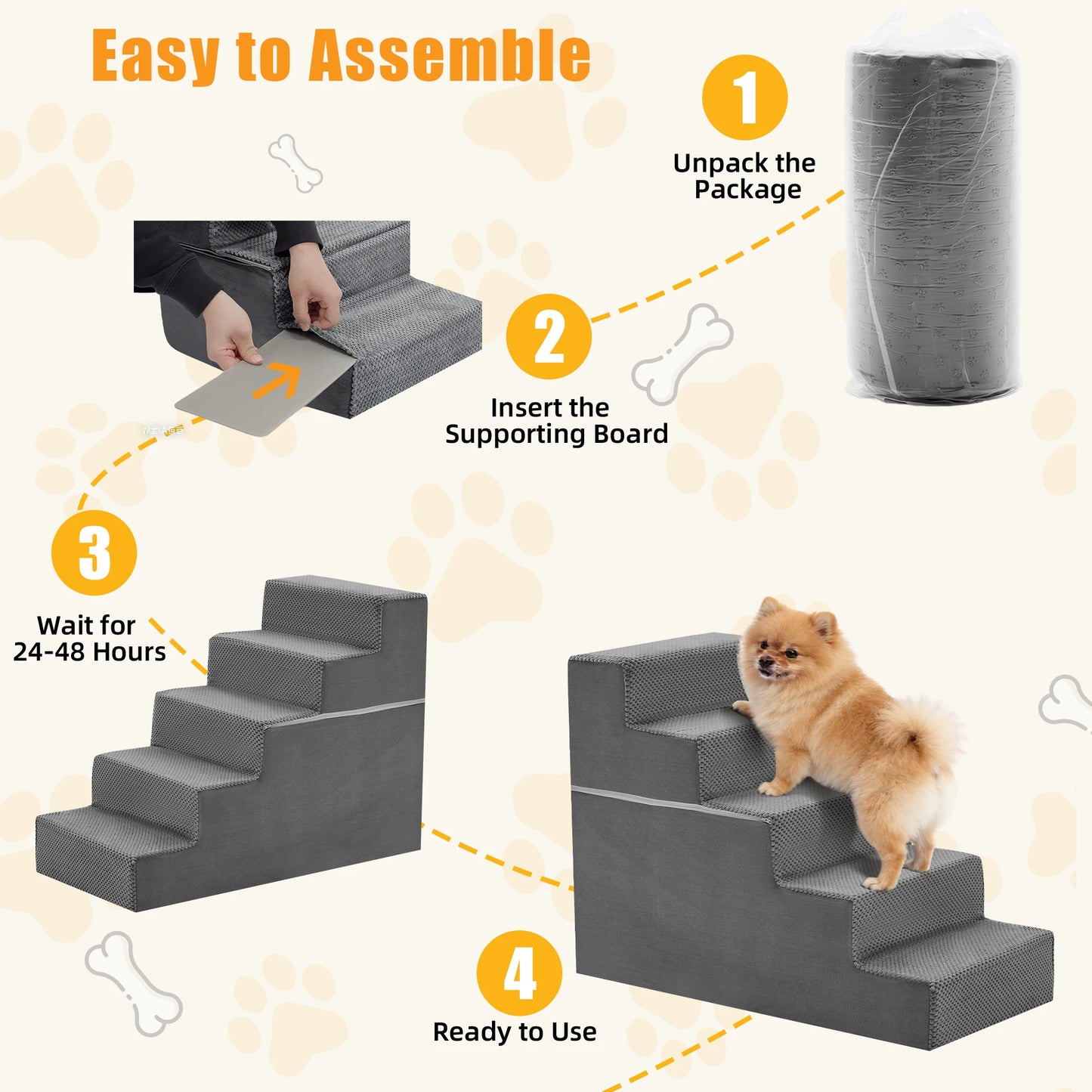 Foam Dog Stairs Ramp For Small Dogs Indoor Non Slip