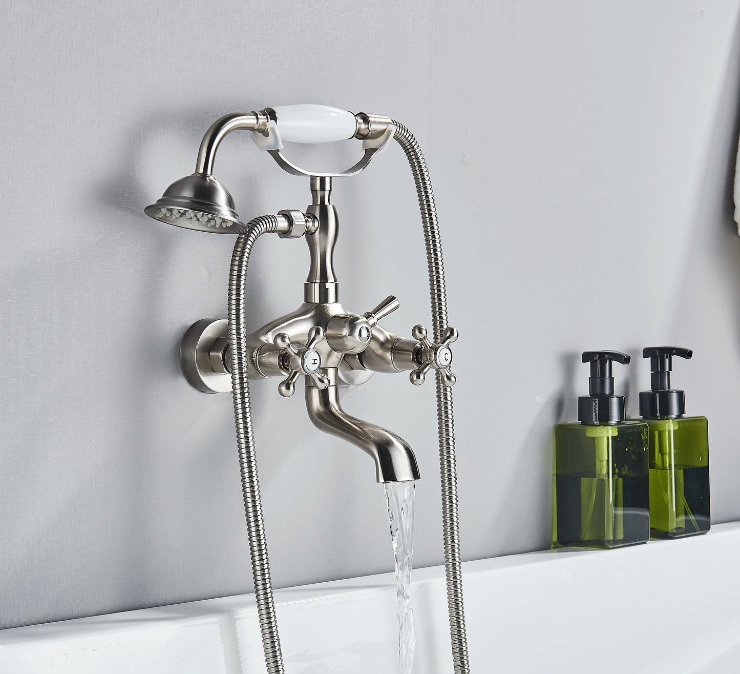 Shinesia Waterfall Bathtub Faucet With Handshower Dual Hot Cold
