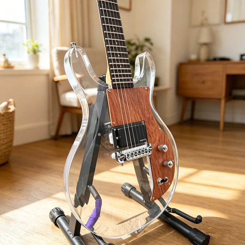 Electric guitar 6 Strings 23 Frets Rosewood Fingerboard, Transparent Acrylic Body Maple Neck guitar,Live guitar performance ,Beginner Friendly Guitar,Practice guitar