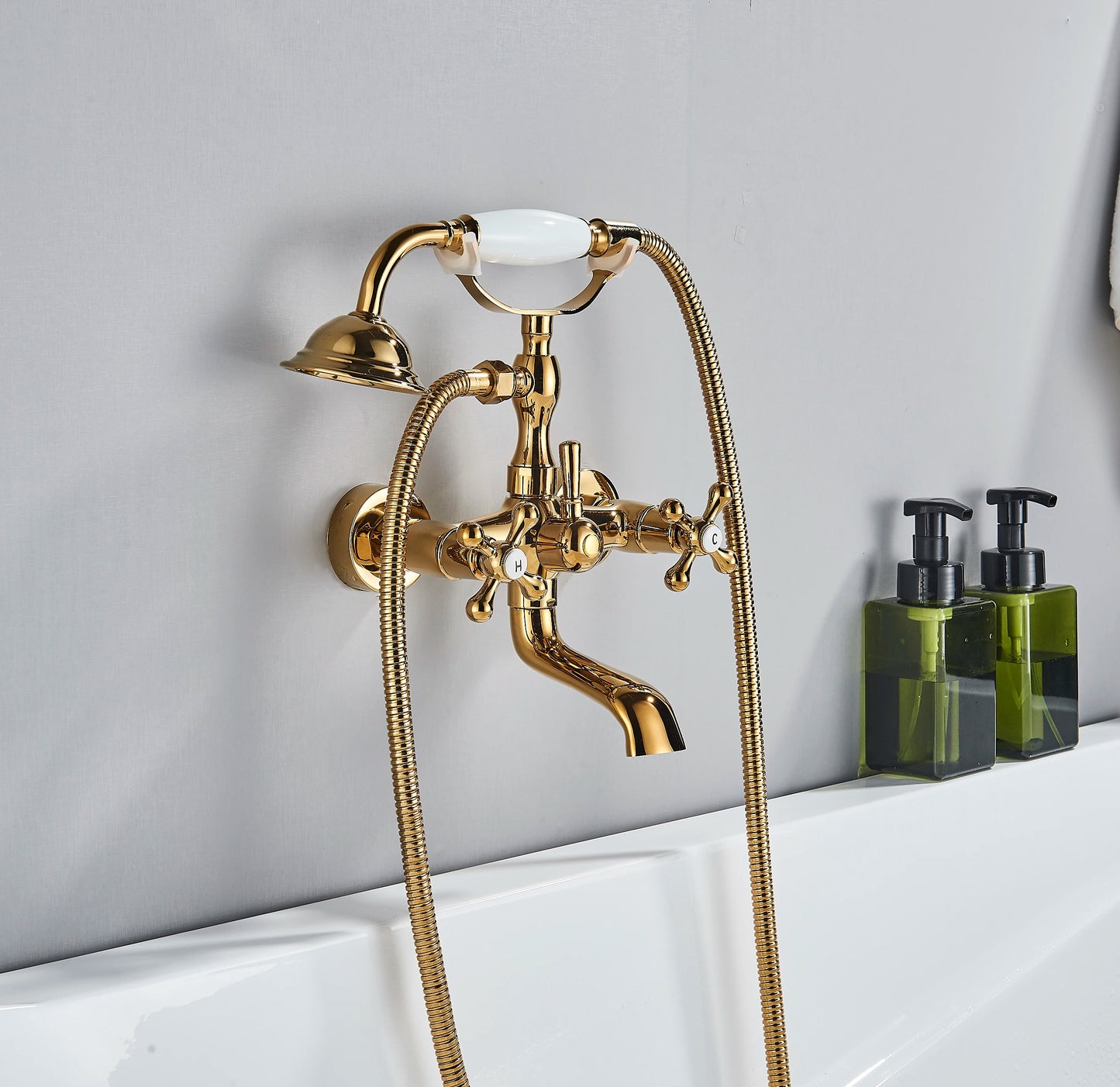 Shinesia Waterfall Bathtub Faucet With Handshower Dual Hot Cold