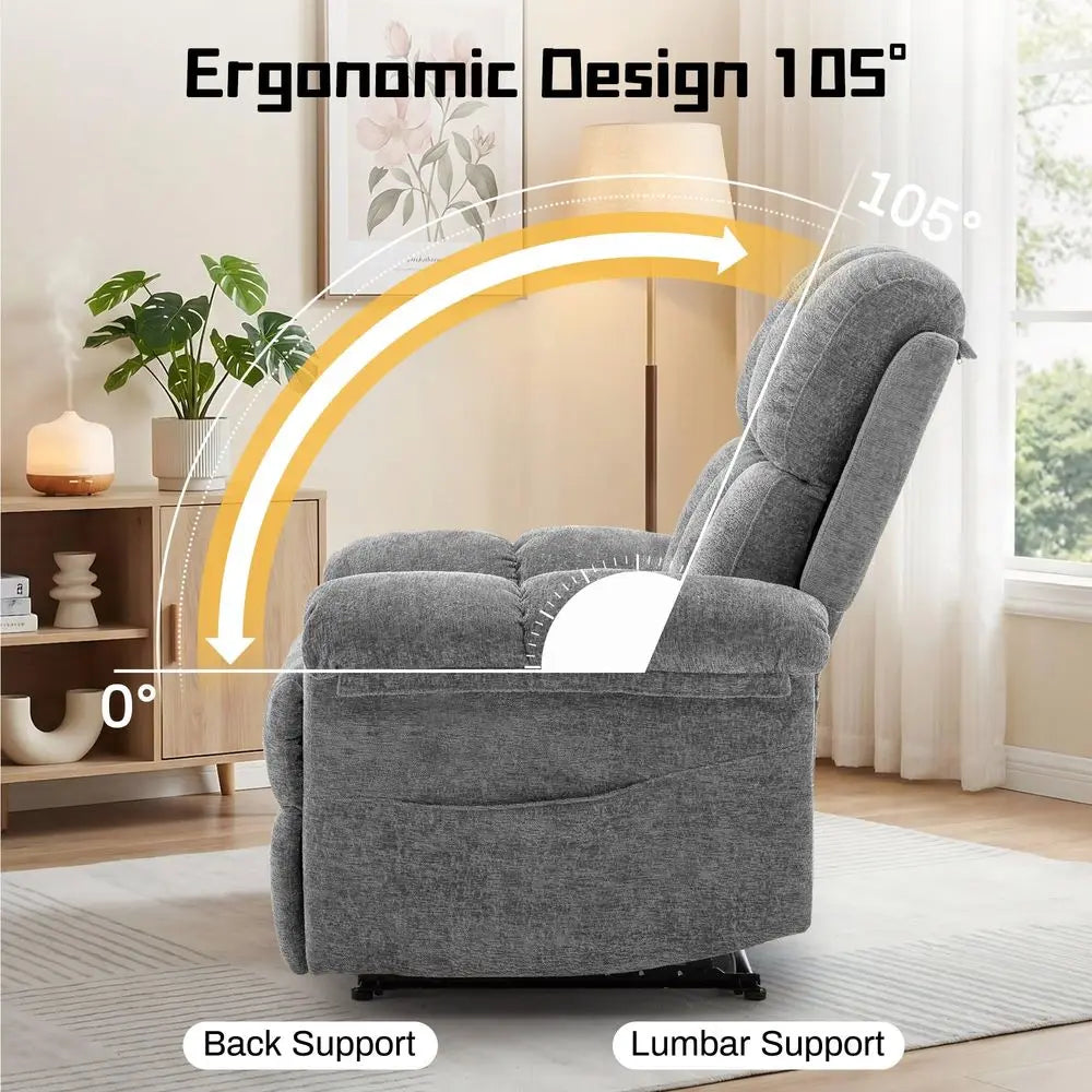 Recliner Chair, Living Room Recliner Chairs for Adults, Small Recliners for Small Spaces, Upholstered Manual Recliner with Side