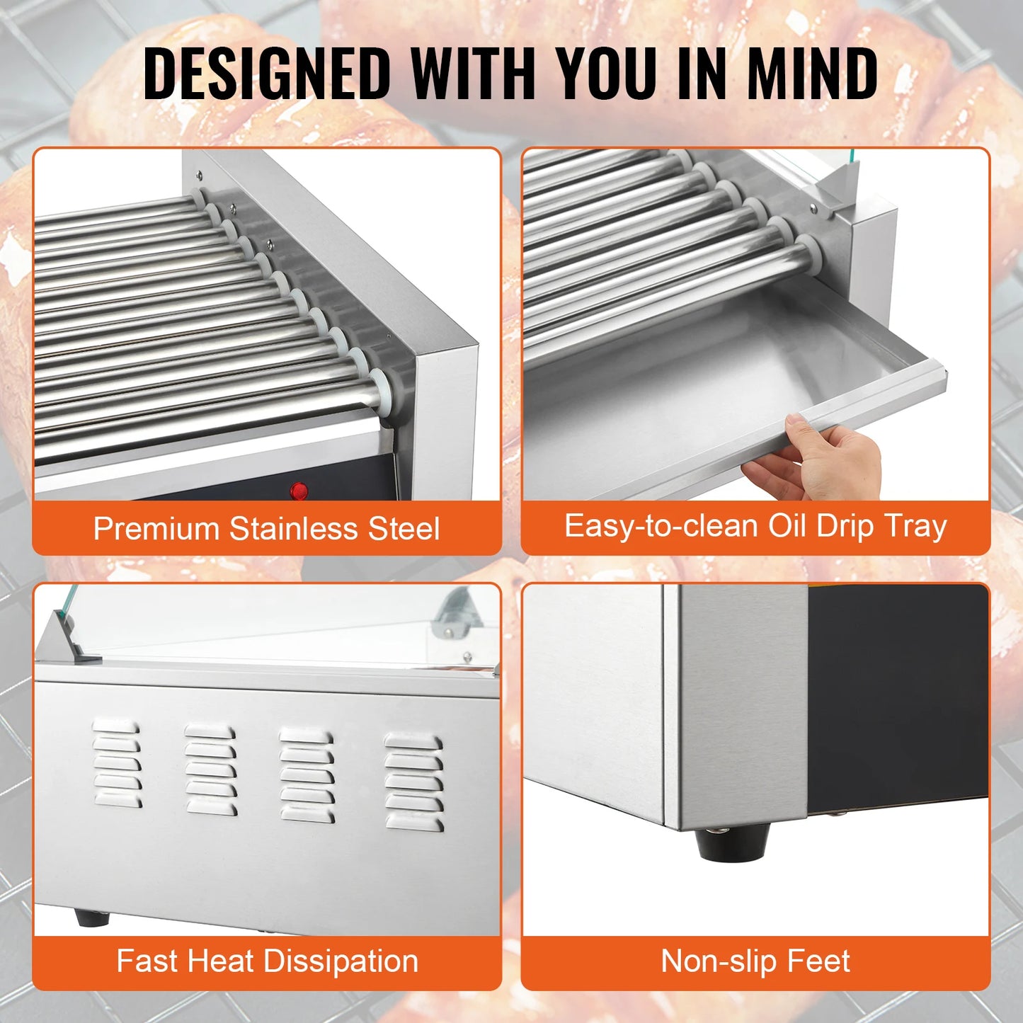 SucceBuy Commercial Hot Dog Roller Sausage Maker Electric Grill