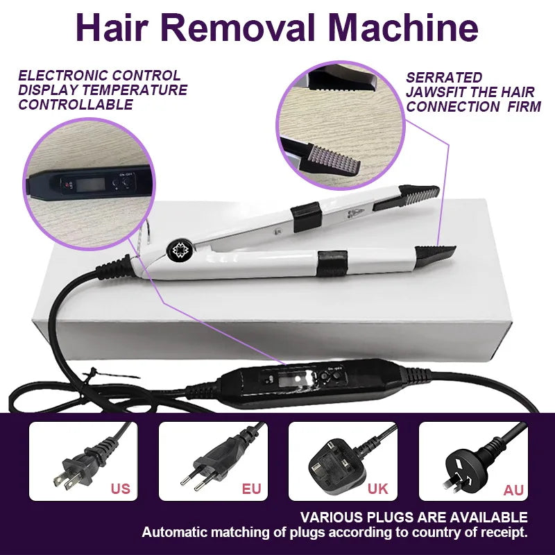 2025 Original V UV Light Hair Extension Kit Complete Set with Long-Lasting UV Glue and  Remover Machine - Salon Styling Tools