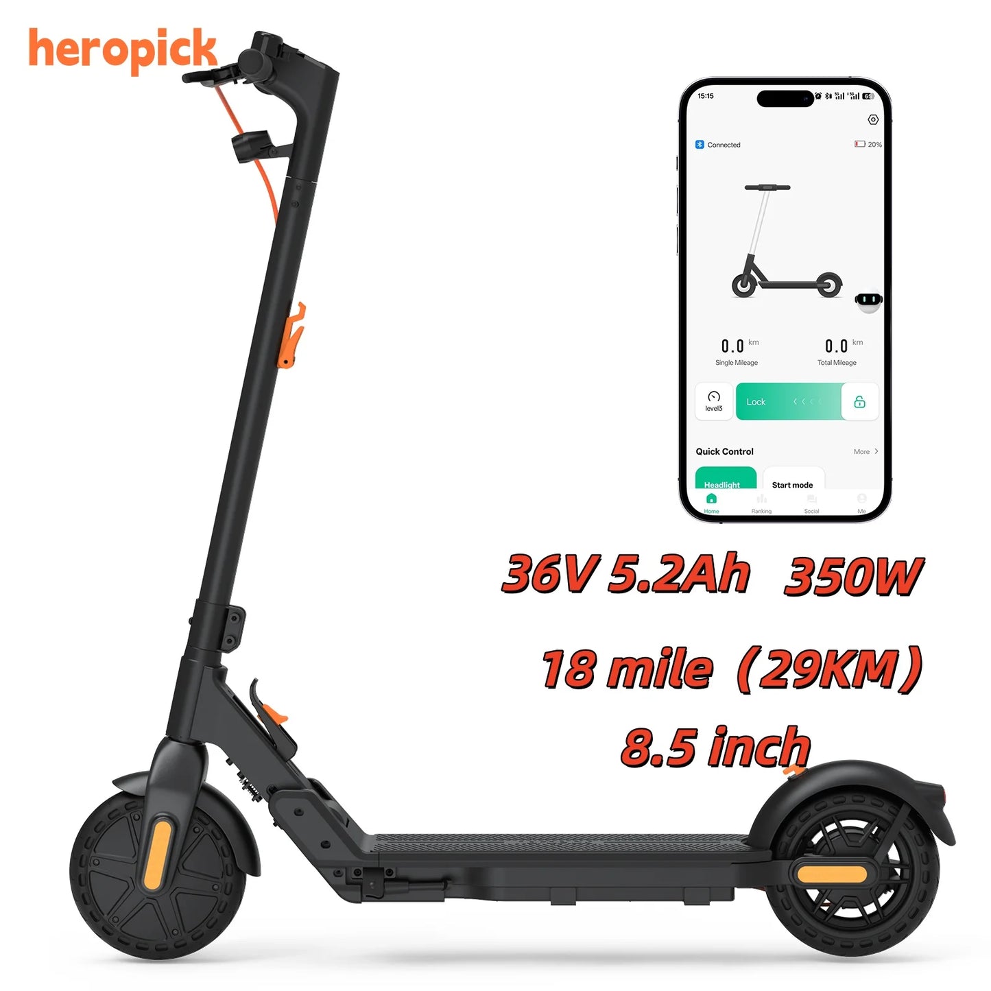 HeroPick C8 Electric Scooter 350W 19mph Foldable Commuter