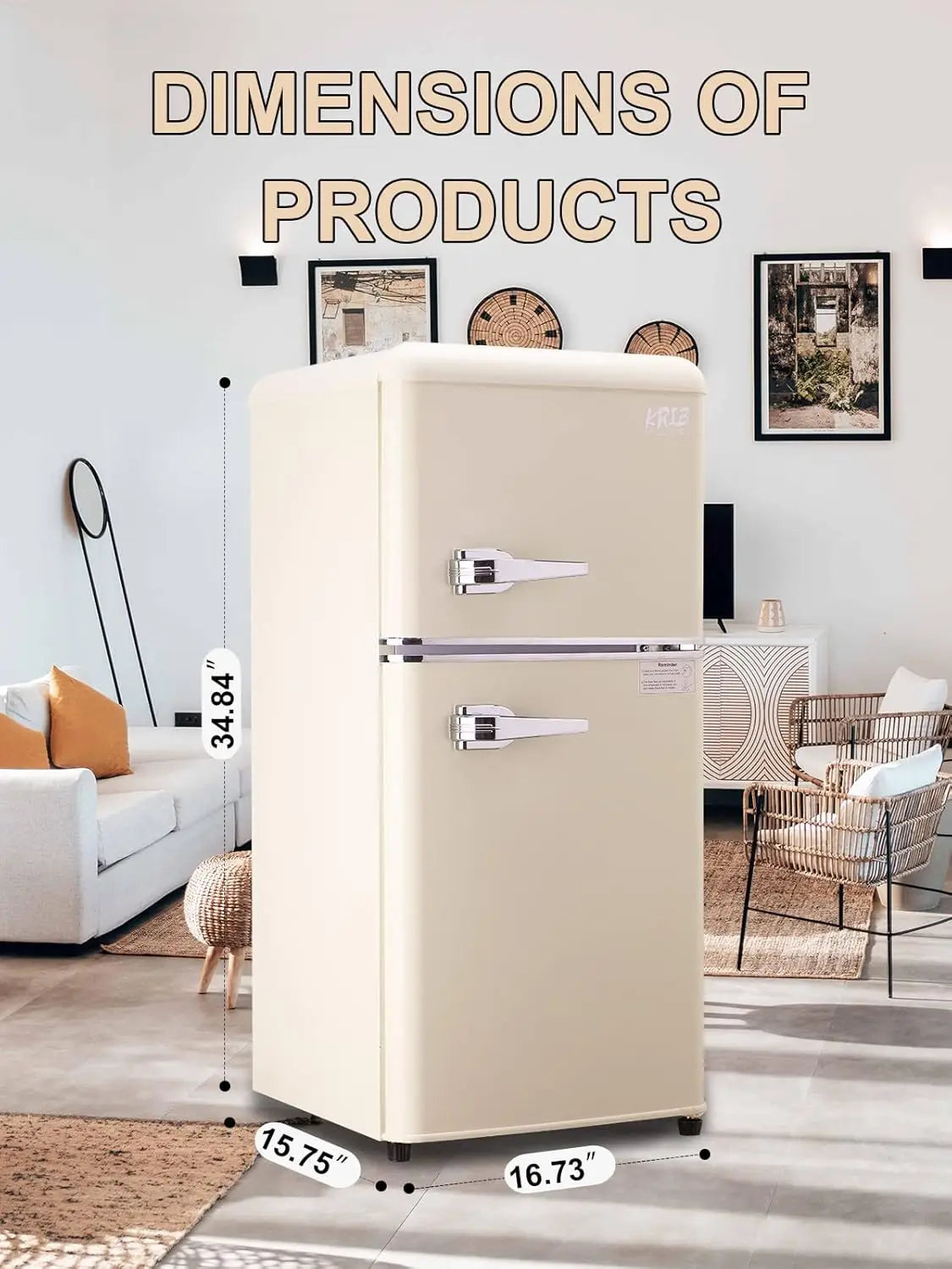 Krib Bling Retro Compact Refrigerator With Freezer
