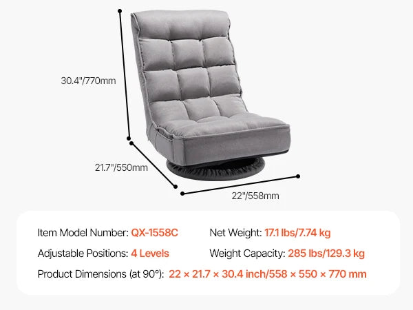 SucceBuy Soft Fabric Folding Floor Chair With Reliable Back Support