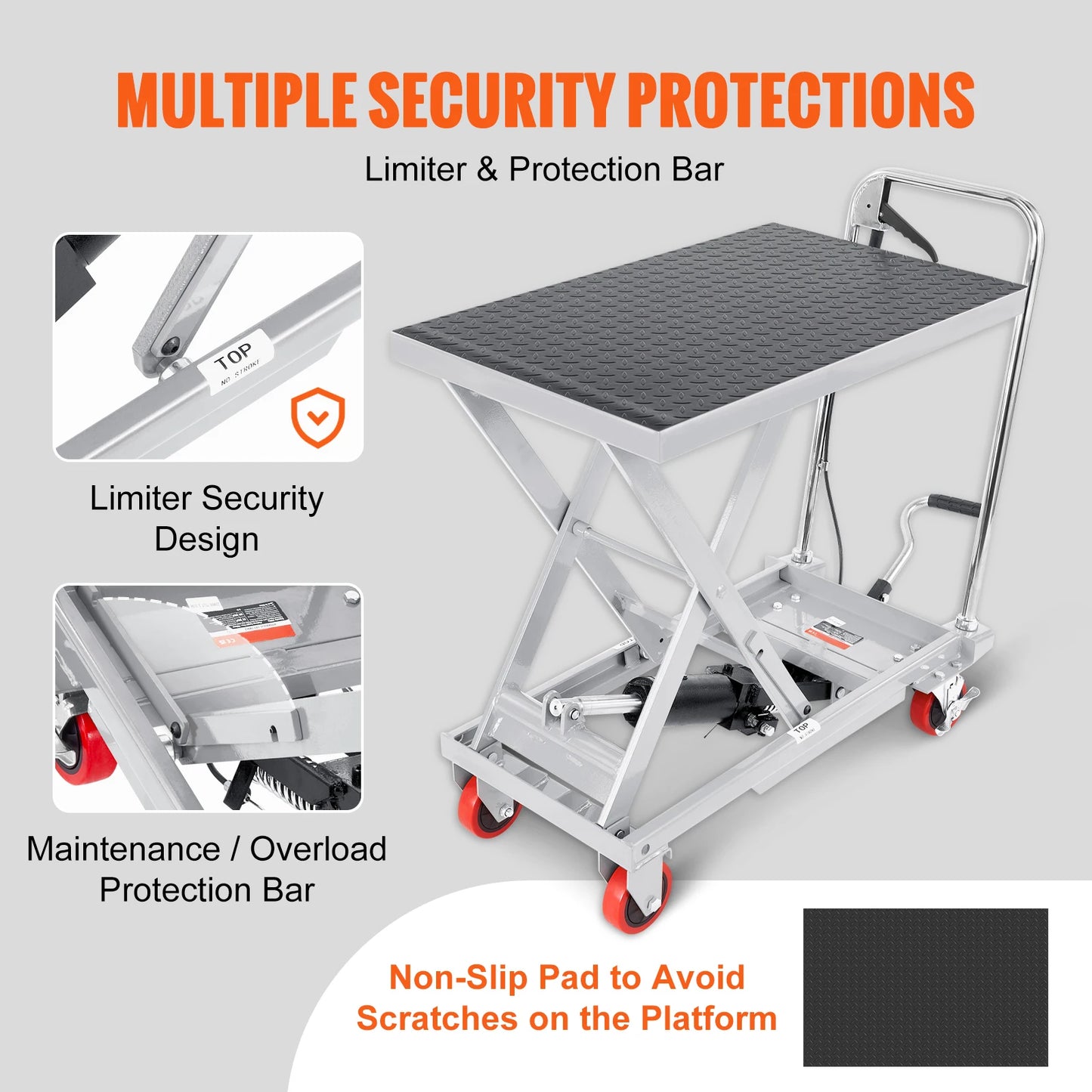 SucceBuy Hydraulic Lift Table Cart With Manual Single Scissor Platform
