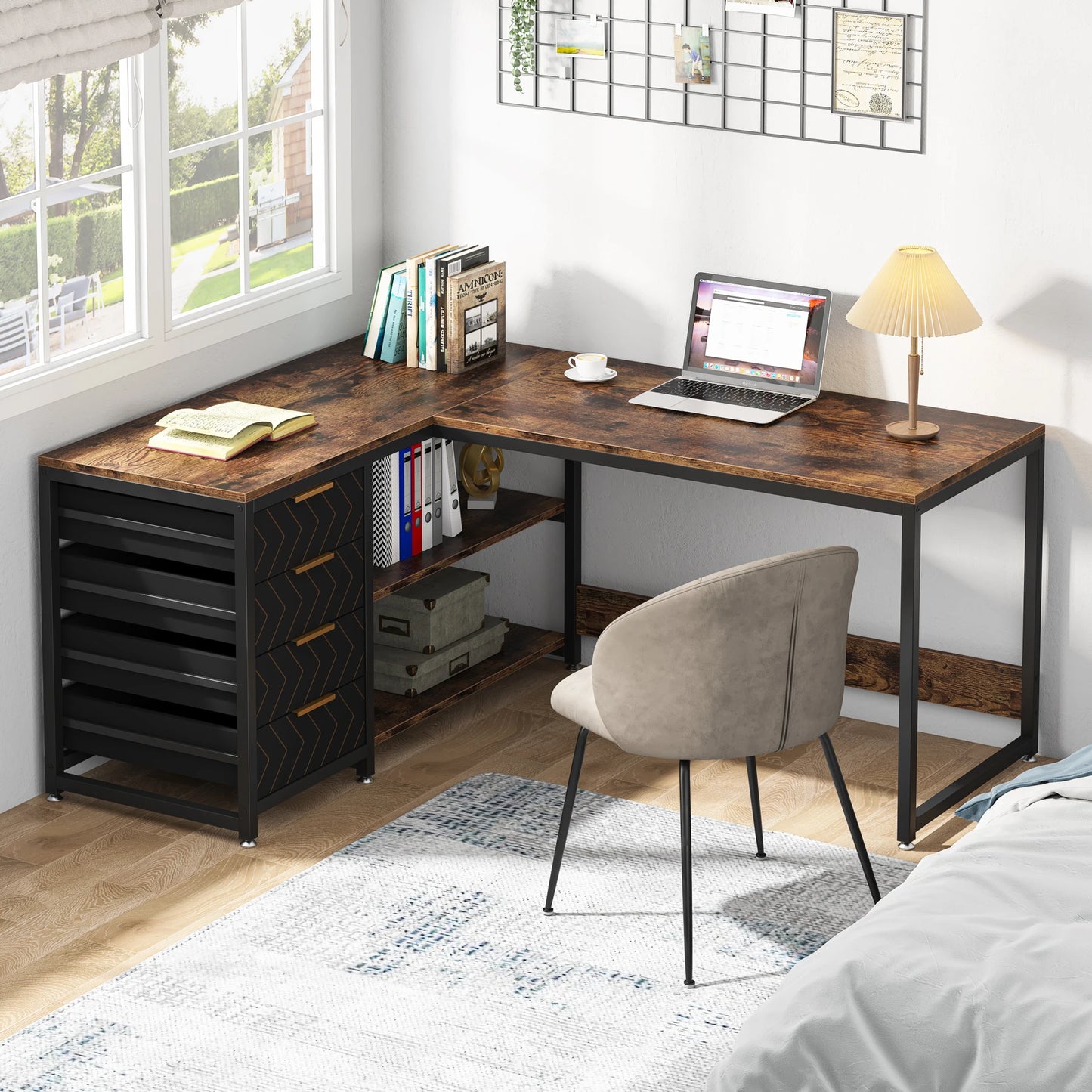 Tribesigns 59 Inch L Shaped Computer Desk With Storage