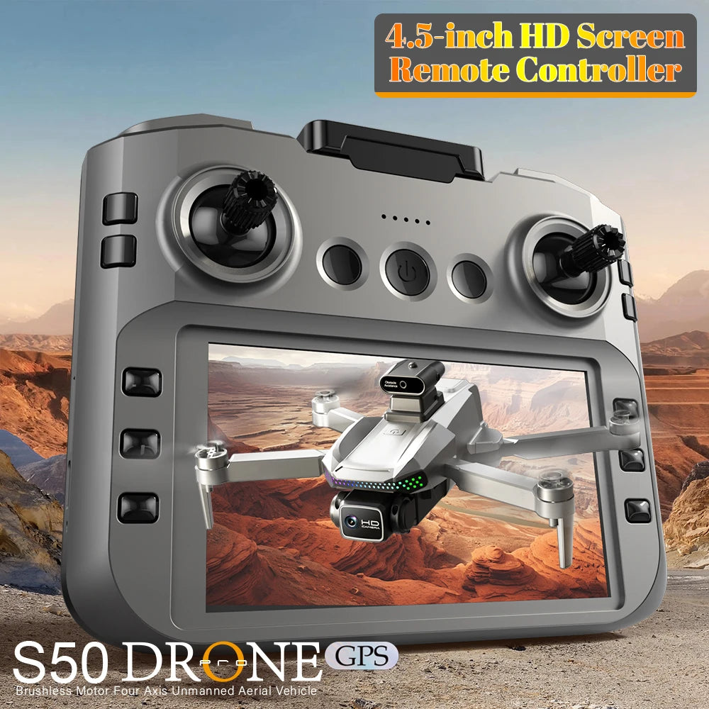 EY S50 Pro GPS Drone With 2 Batteries Large Screen Remote Real Time HD Camera