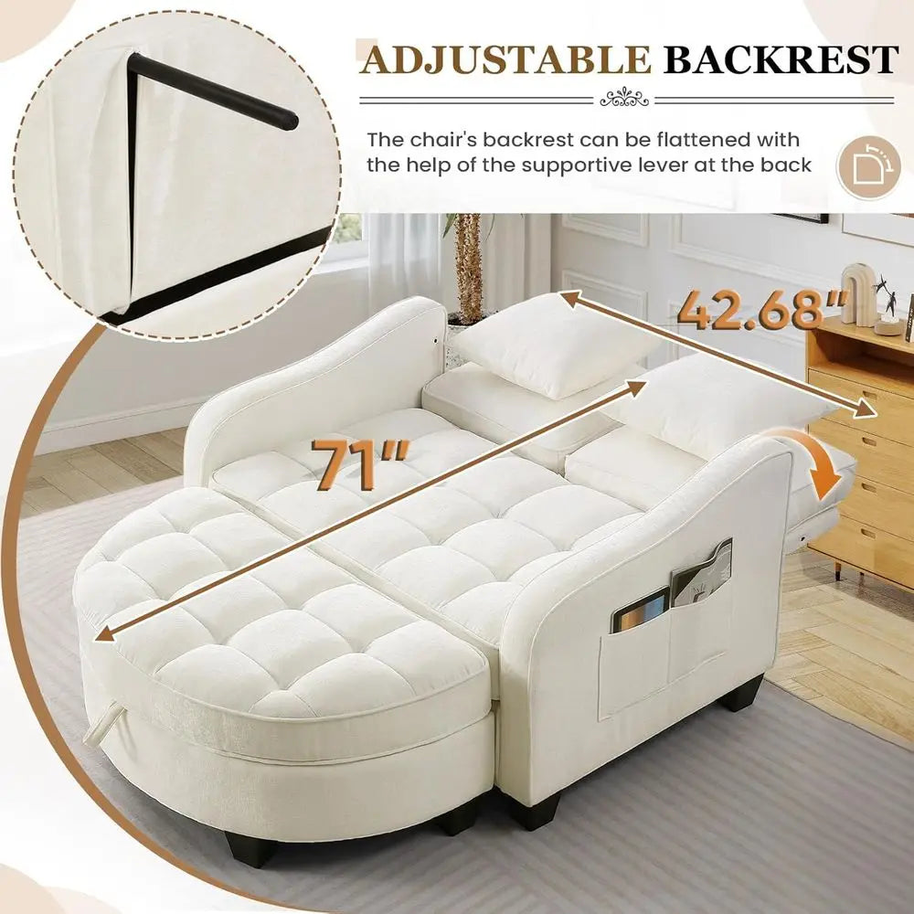 Chenille Tufted Reading Chair With Storage Ottoman Upholstered Lounge