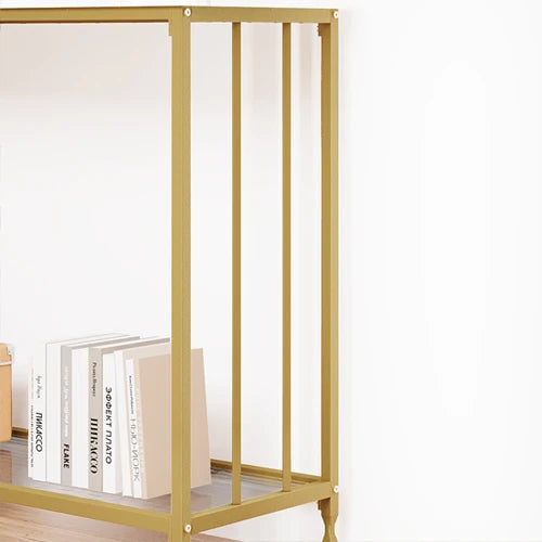 HobbyLane Console Table With Glass Shelf And Metal Frame For Hallway Living Room