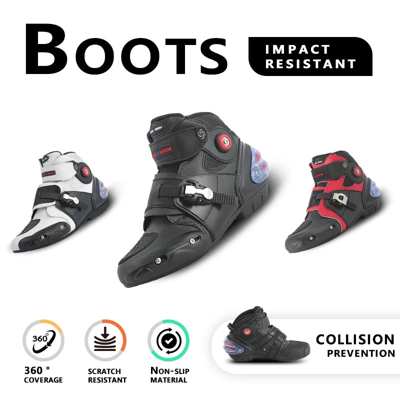 Men's Leather Motorcycle Shoes Breathable Ankle Boots For Spring Summer