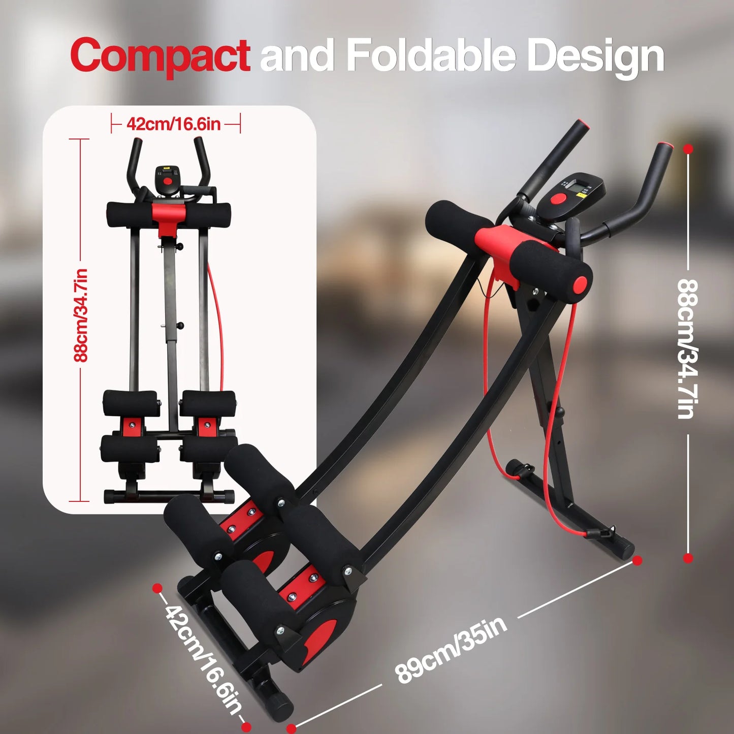 Foldable Adjustable Ab Trainer With Resistance Bands And Lcd