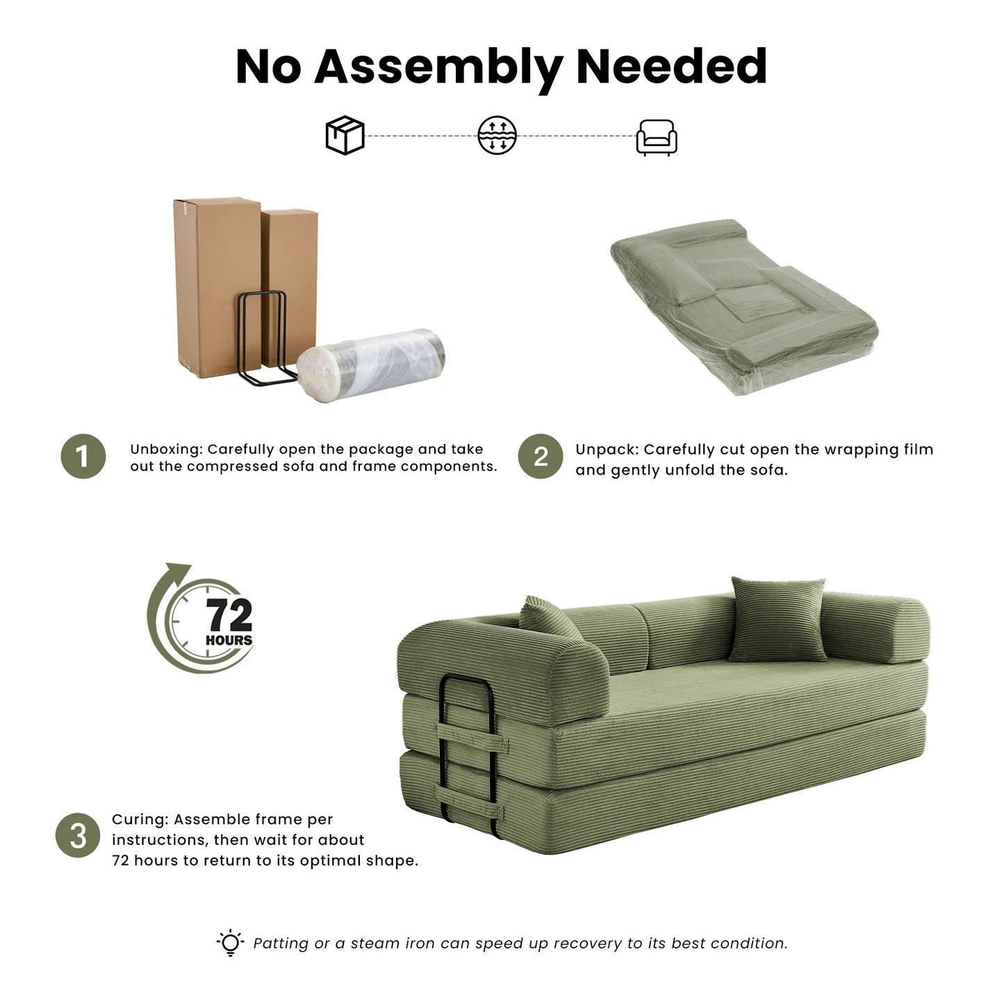 Modern Corduroy Folding Convertible Sofa Bed Sleeper