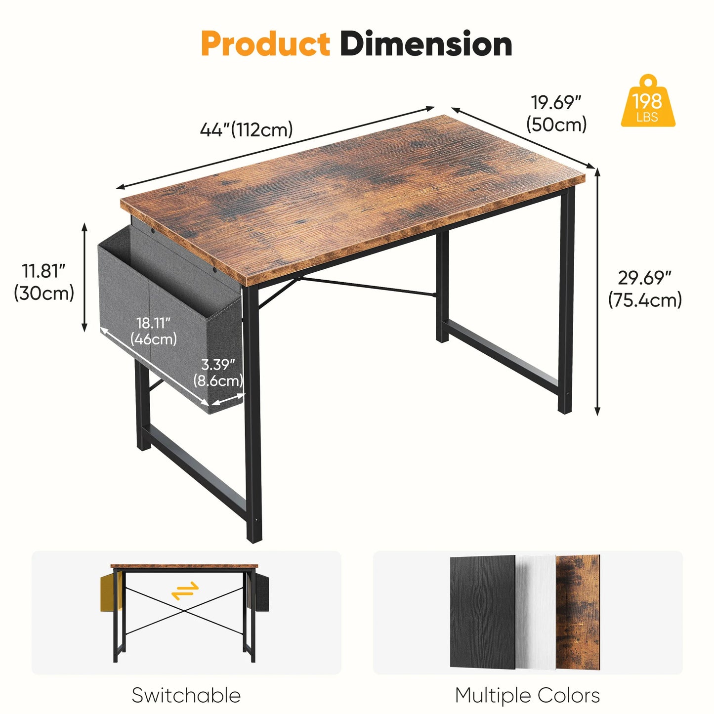 JHK 55 Inch Computer Office Desk With Storage Bag