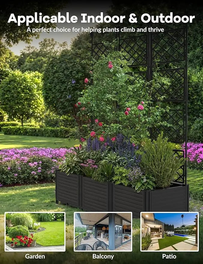 Vertical Raised Garden Bed Trellis Planter Box For Outdoor Plants