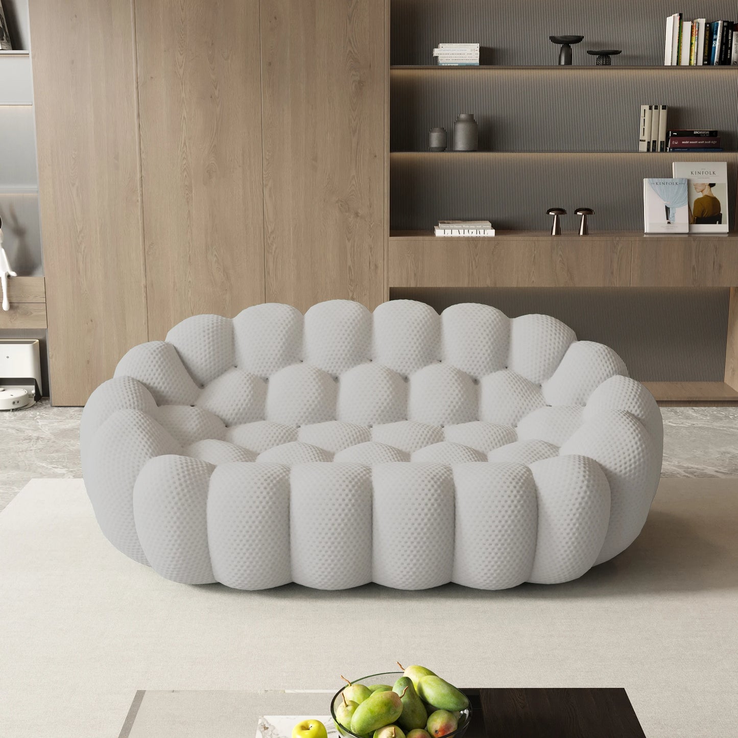 Sdorens Modern Curved Sofa 3D Knitted Fabric Loveseat Living Room