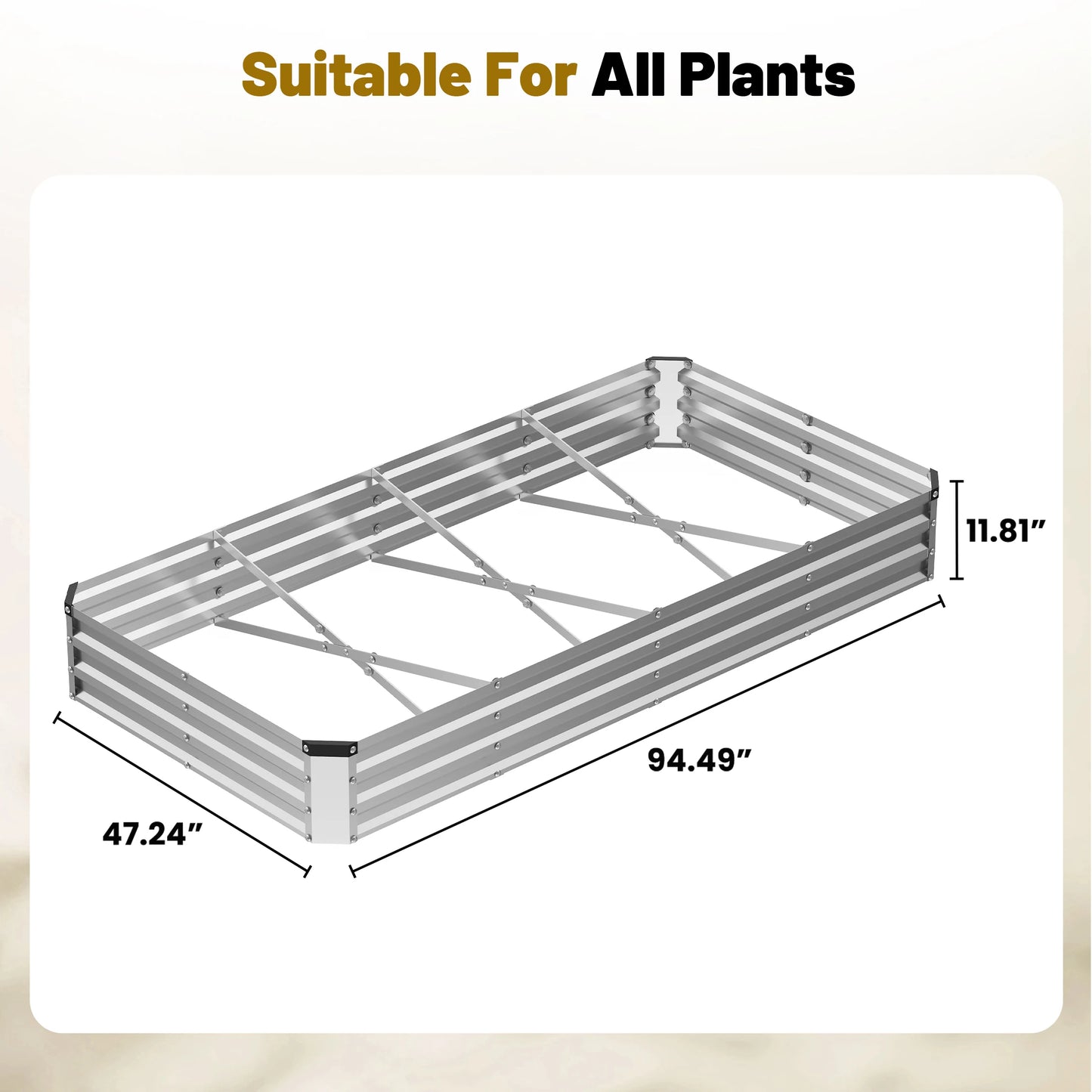 JHK Rectangular Outdoor Metal Garden Bed Planter Box For Vegetables