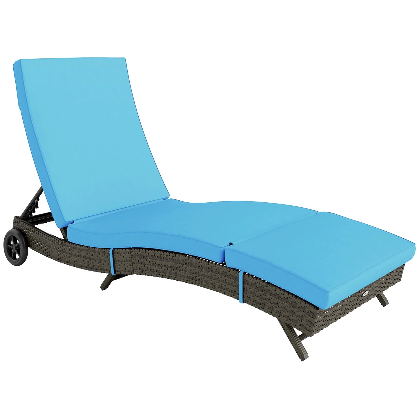 Outdoor Reclining Lounge Chair With Wheels For Patio And Garden