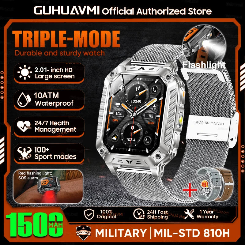 Military Grade Smart Watch With 1500mAh Battery And 100 Days Battery Life