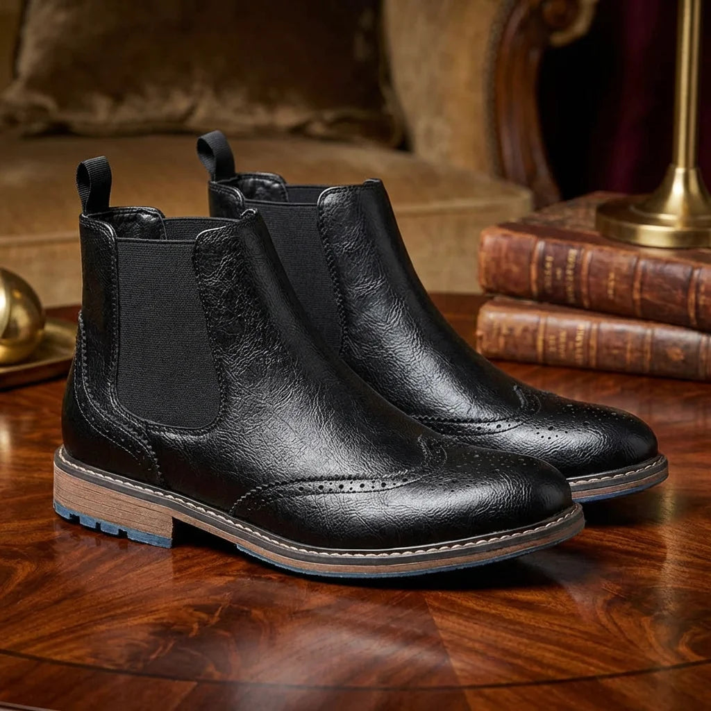 Hecrafted Men Chelsea Ankle Boots Leather Comfort Slip Resistant