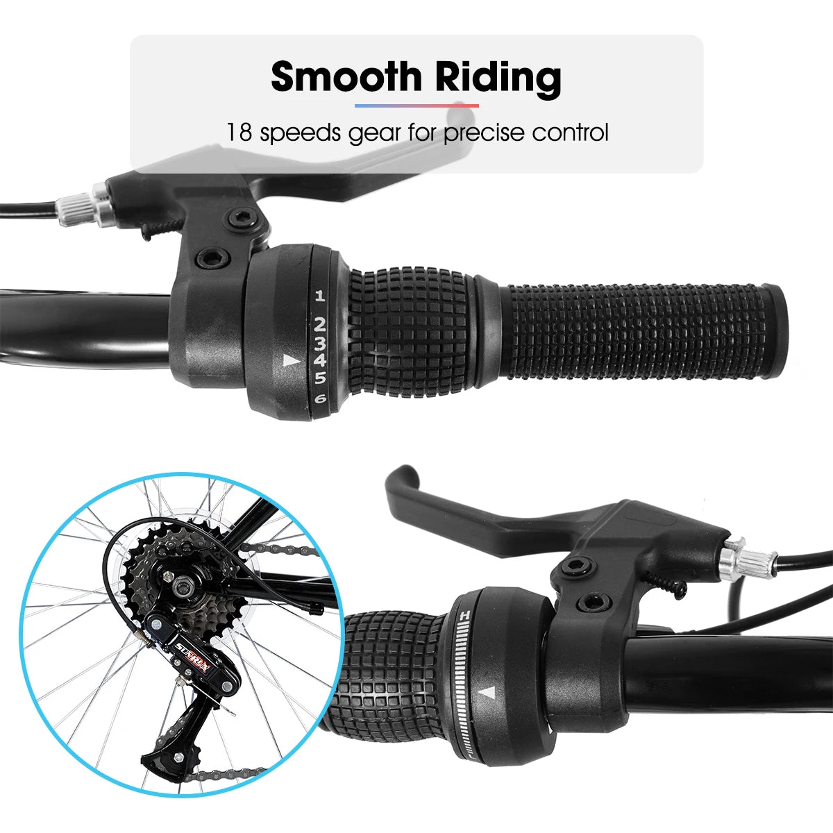 HILAND Mountain Bike Unisex 18 Speed Carbon Steel Frame