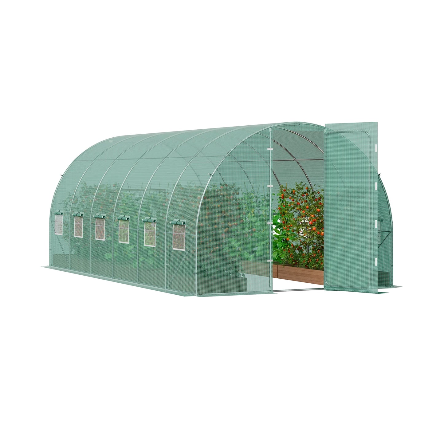 SucceBuy Walk-In Tunnel Greenhouse With Galvanized Steel Frame Outdoor
