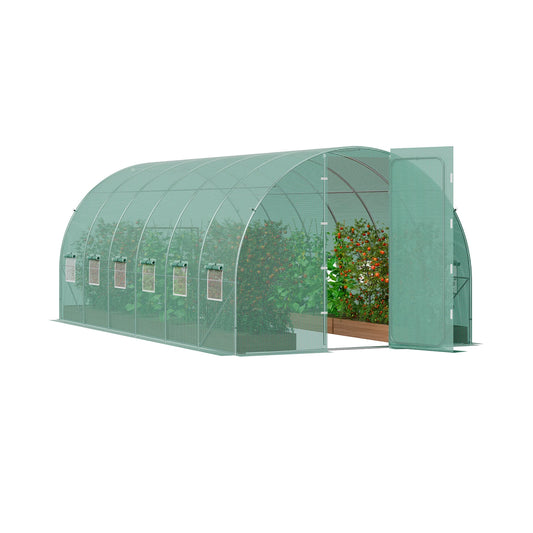 SucceBuy Walk-In Tunnel Greenhouse With Galvanized Steel Frame Outdoor