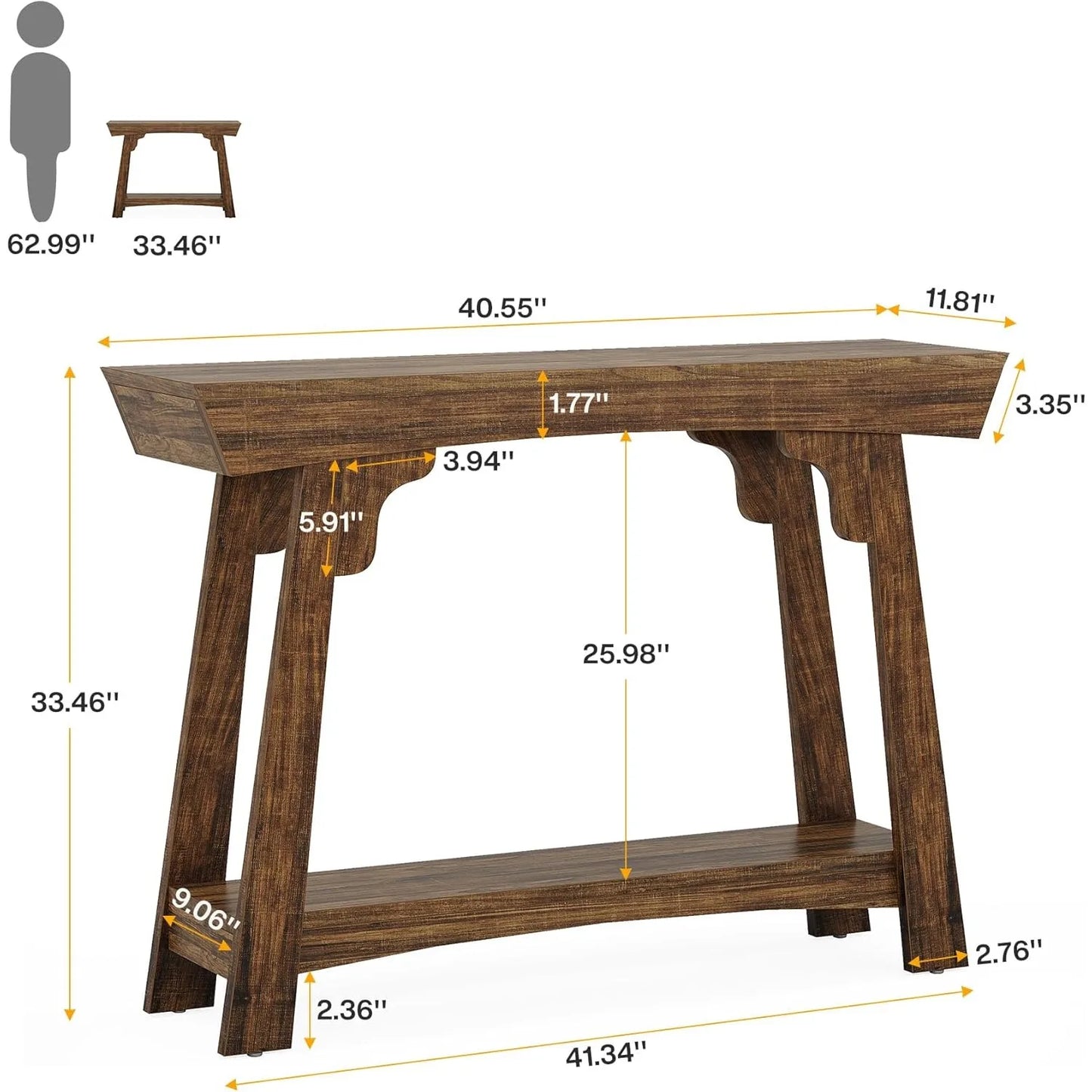 Little Tree Farmhouse Console Table With Storage Two Tier Entryway