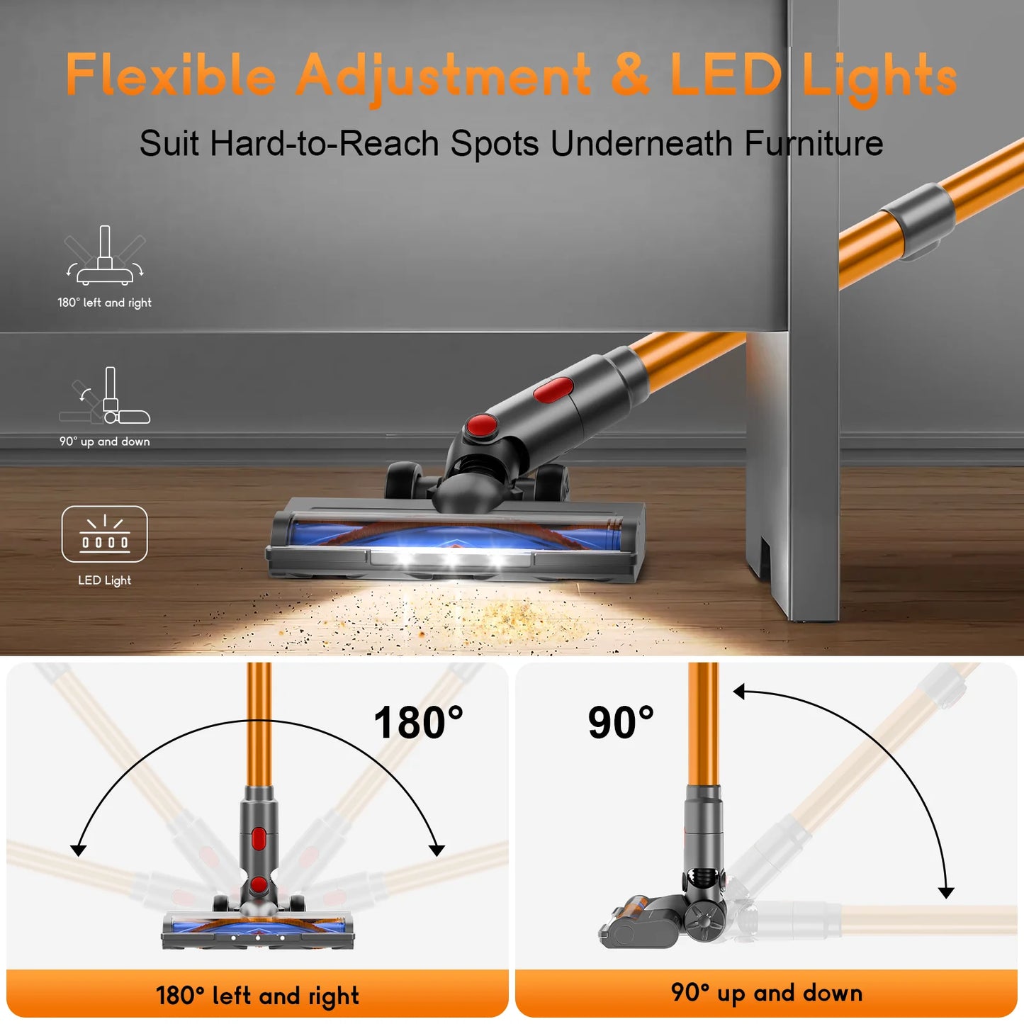 Honki Cordless Wet And Dry Vacuum Cleaner With LED For Pet Hair Carpet