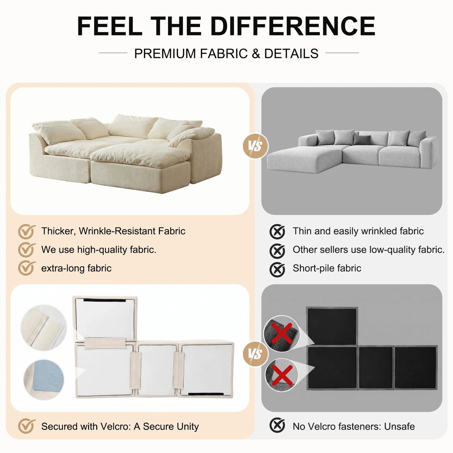 Yeflixvrau Modern Modular Sectional Sofa Cloud Couch with Removable Cushions