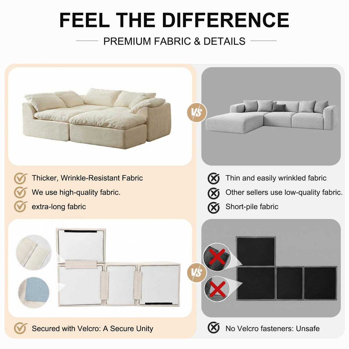 Yeflixvrau Modern Modular Sectional Sofa With Removable Seat Cushions