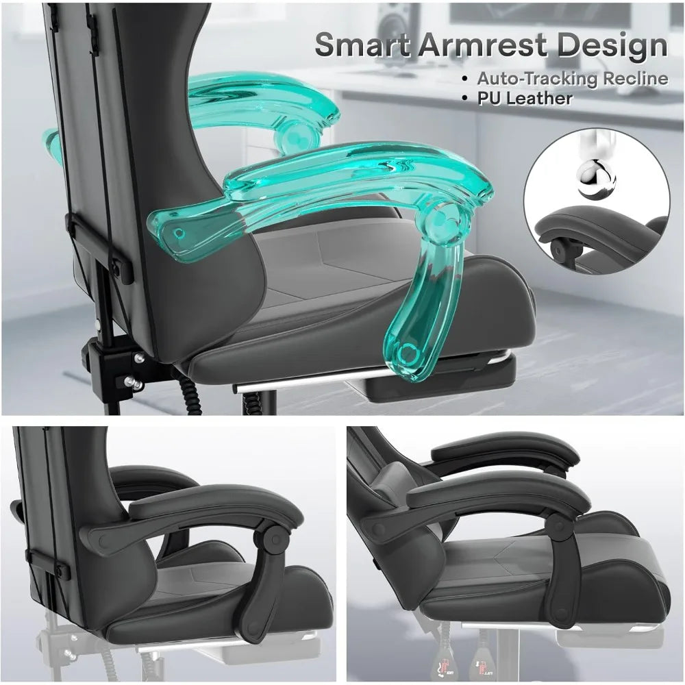 Athena Collection Carbon Fiber Gaming Chair With Ergonomic Footrest