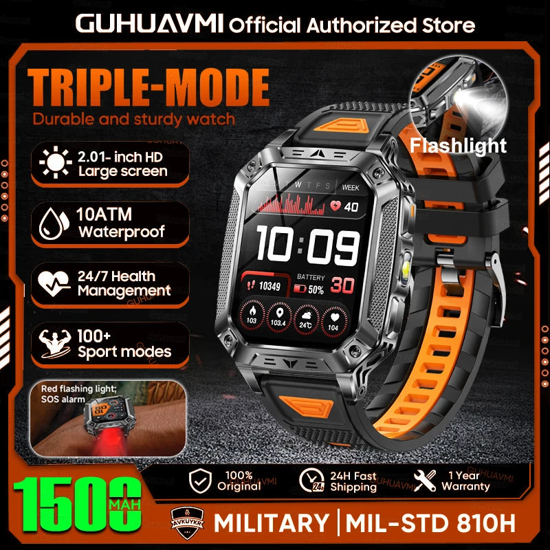 Military Grade Smart Watch With 1500mAh Battery And 100 Days Battery Life