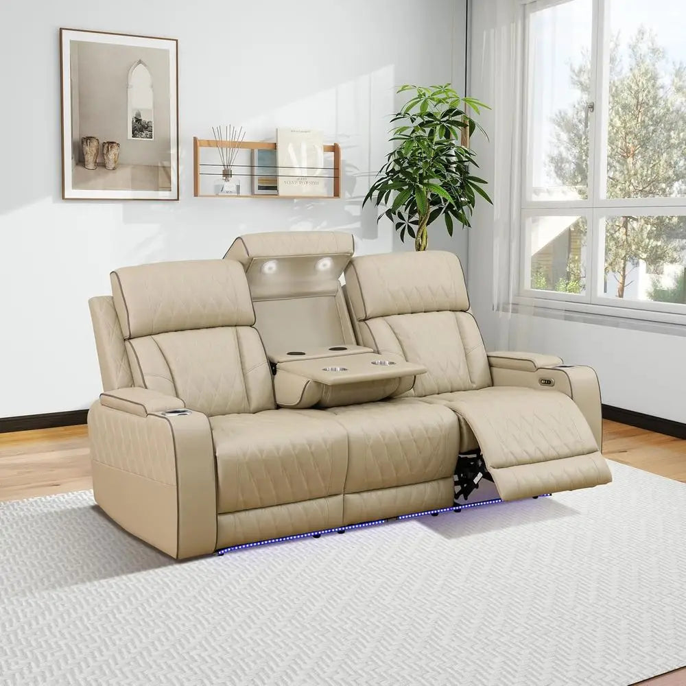 Three-Piece Reclining Sofa Set With LED Lighting And USB Ports