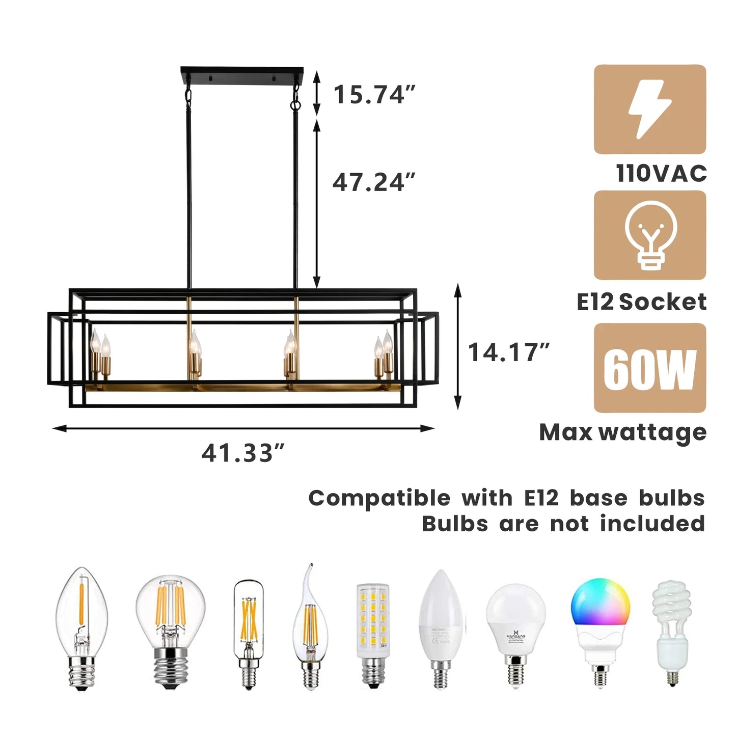LovingC Retro Industrial Chandelier For Dining Room And Kitchen