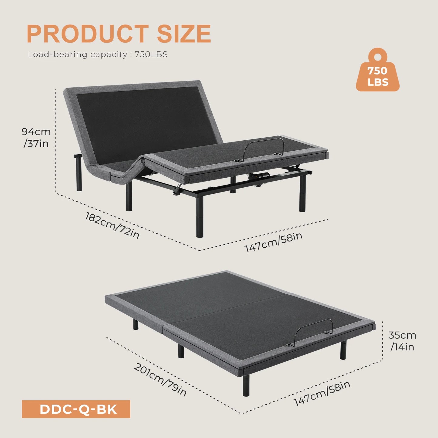 JHK Electric adjustable Zero Gravity Bed With USB Ports