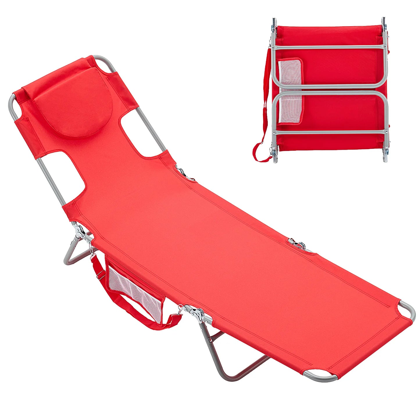 Jhk Portable Folding Lounge Chair With Arm Cutouts For Outdoor Patio
