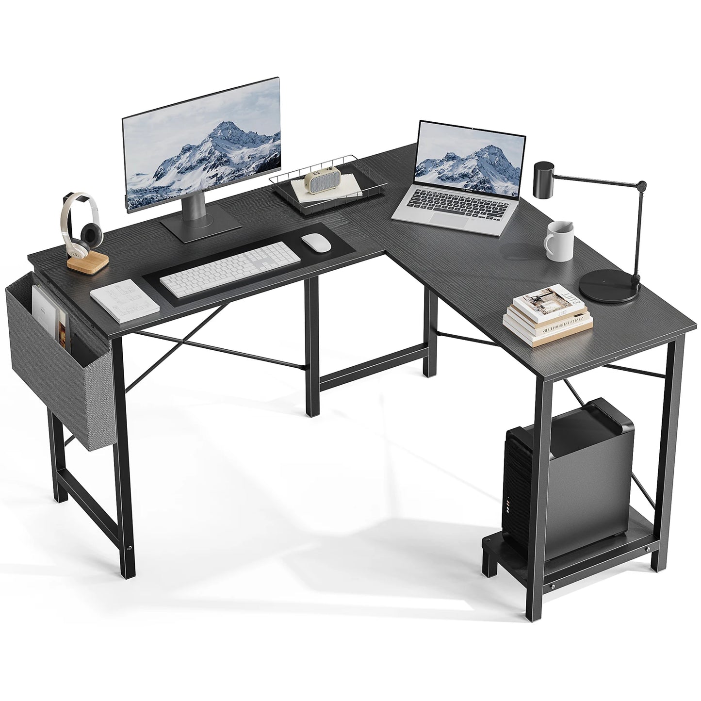 JHK L Shape Computer Desk With CPU Shelf And Storage Bag