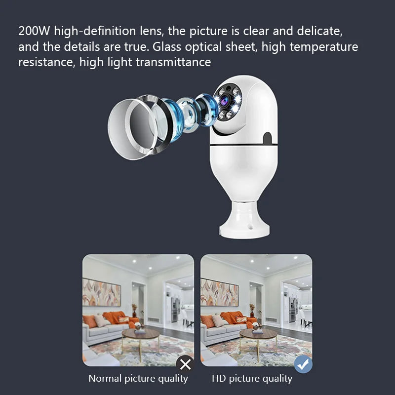 Kankeirr E27 Bulb Wireless Surveillance Camera 5G WiFi Night Vision