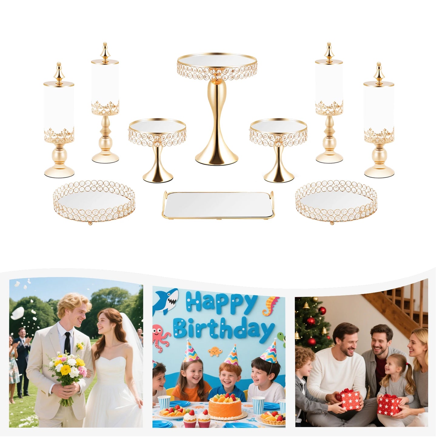 10 Pieces Cake Stand Set for Display And Decoration Ideal for Cake Shops Bakeries Weddings - Kitchen Dining Accessories