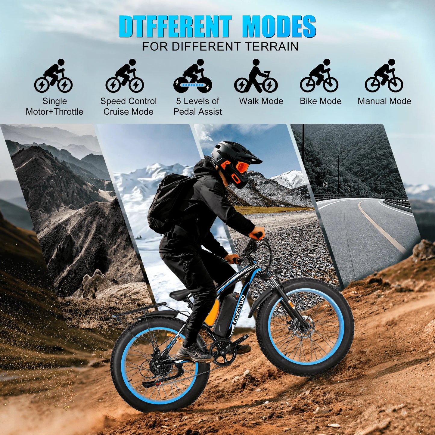 EOEOTWO 1500W Peak Fat Tire Electric Bike 960Wh Battery