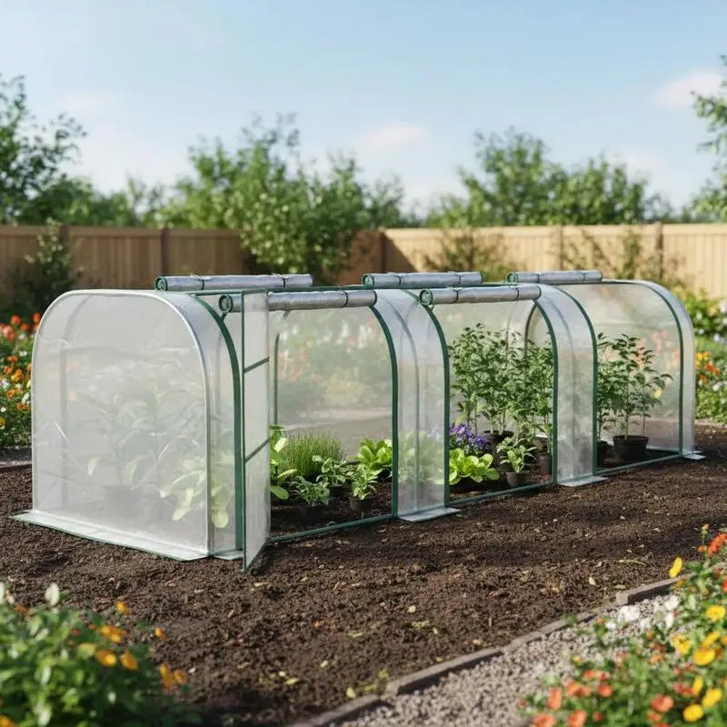 PVC Tunnel Greenhouse With Steel Frame For Garden Backyard