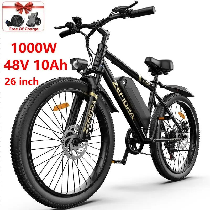 ZEFIORA 1000W Thick Tire Electric Bike Aluminum Alloy
